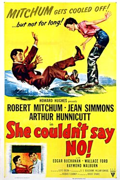 A poster from She Couldn't Say No (1953)