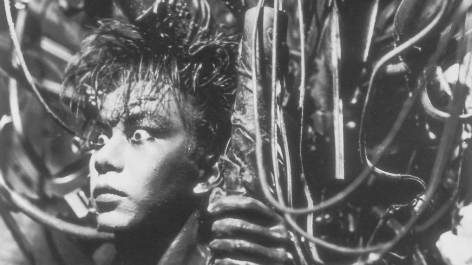 A still from Tetsuo: The Iron Man (1989)